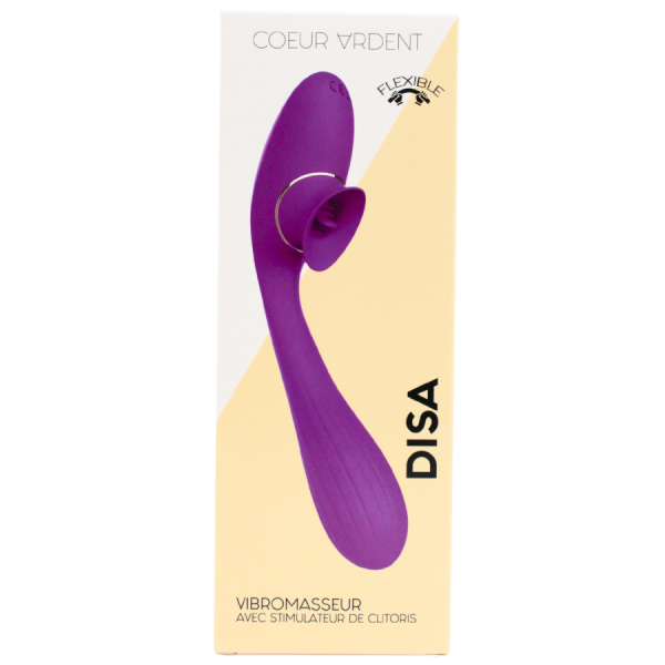 Stimulateur Clitoridien avec langue & Vibromasseur Point G 2-en-1 DISA Violet Cœur Ardent